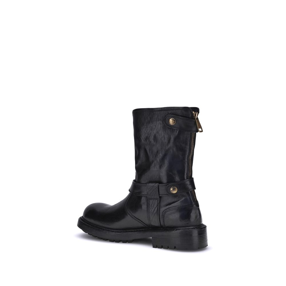 Dolce & Gabbana Schwarze Kalbshaut Bos Taurus Schnürstiefel