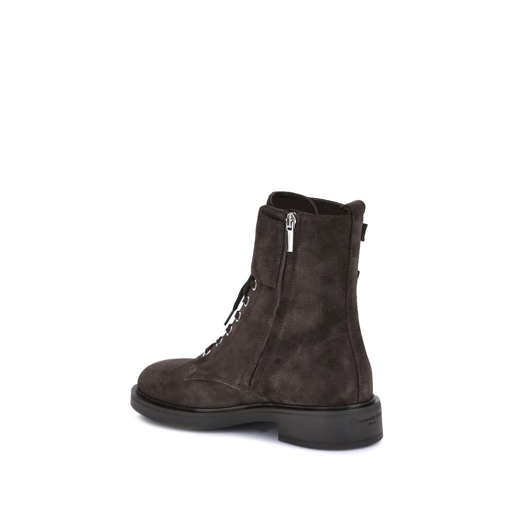 Gianvito Rossi Schwarze Stiefel aus Kalbsleder mit Schnürung, Bos Taurus