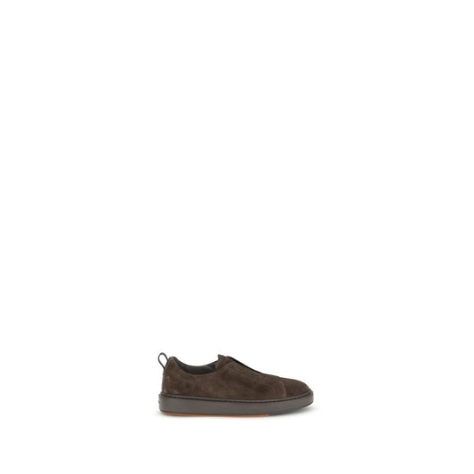 Santoni Braune Kalbshaut Bos Taurus Low-Top Sneaker