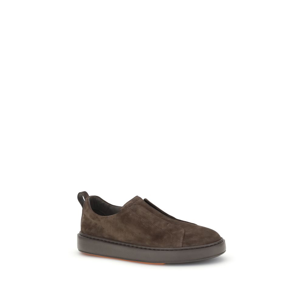 Santoni Braune Kalbshaut Bos Taurus Low-Top Sneaker