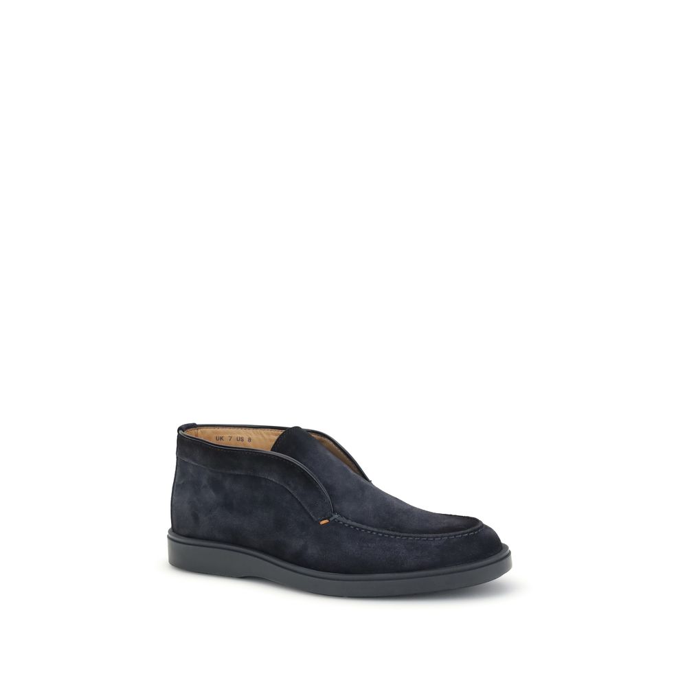 Santoni Dunkelblaue Kalbshaut Bos Taurus Slip-On Loafer