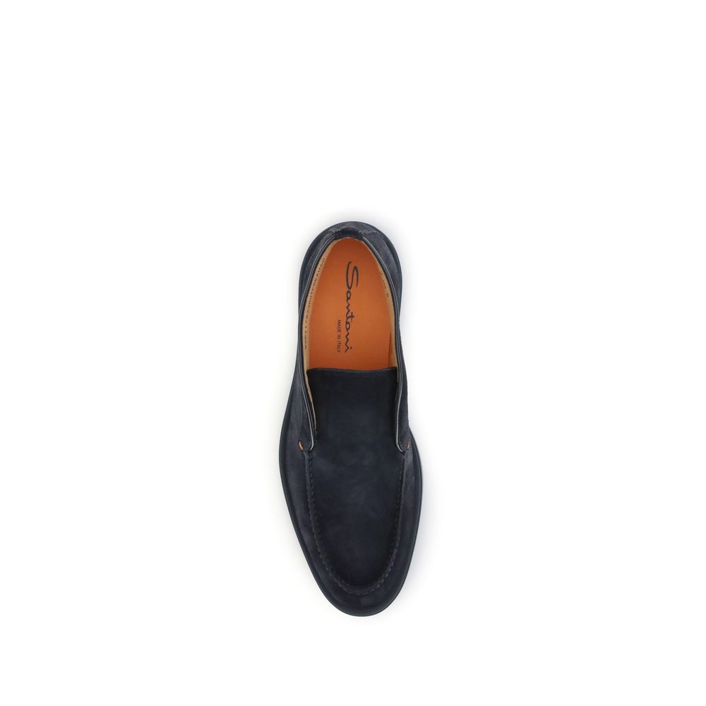 Santoni Dunkelblaue Kalbshaut Bos Taurus Slip-On Loafer