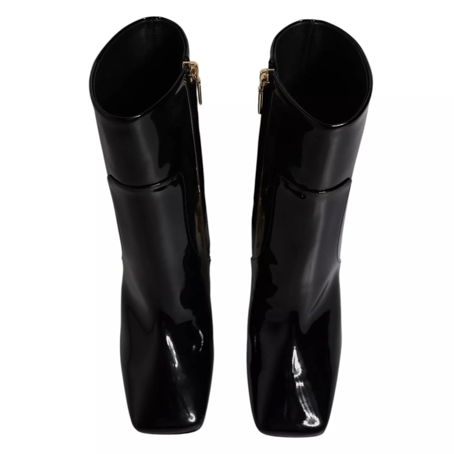 Dolce & Gabbana Schwarze Jackie Leder Mid Calf Stiefel Schuhe
