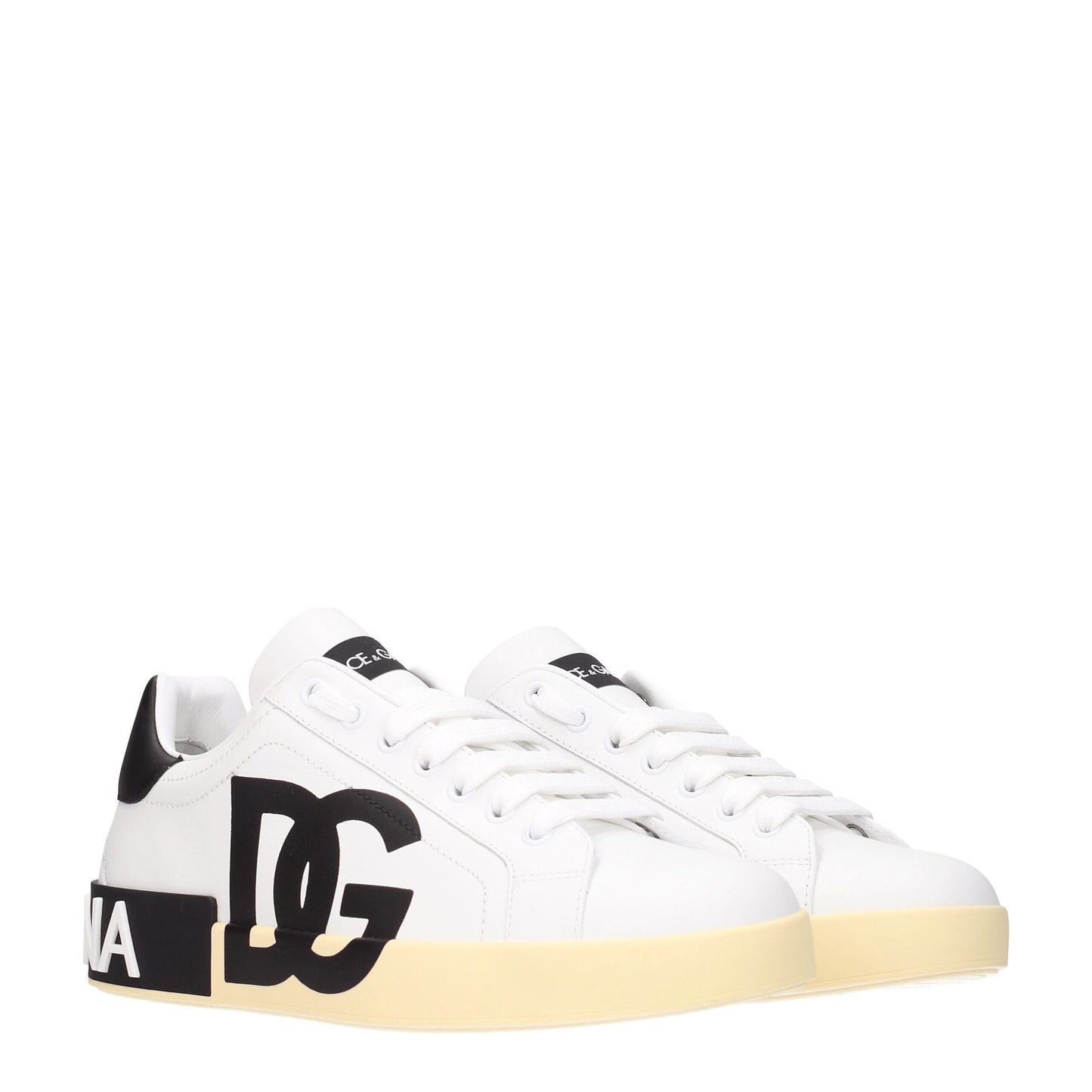 Dolce & Gabbana Weiße Leder-Sneaker mit niedrigem Schaft