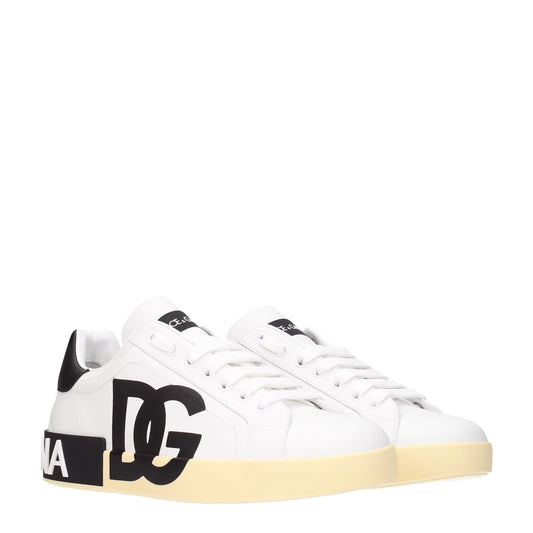 Dolce & Gabbana Weiße Leder-Sneaker mit niedrigem Schaft