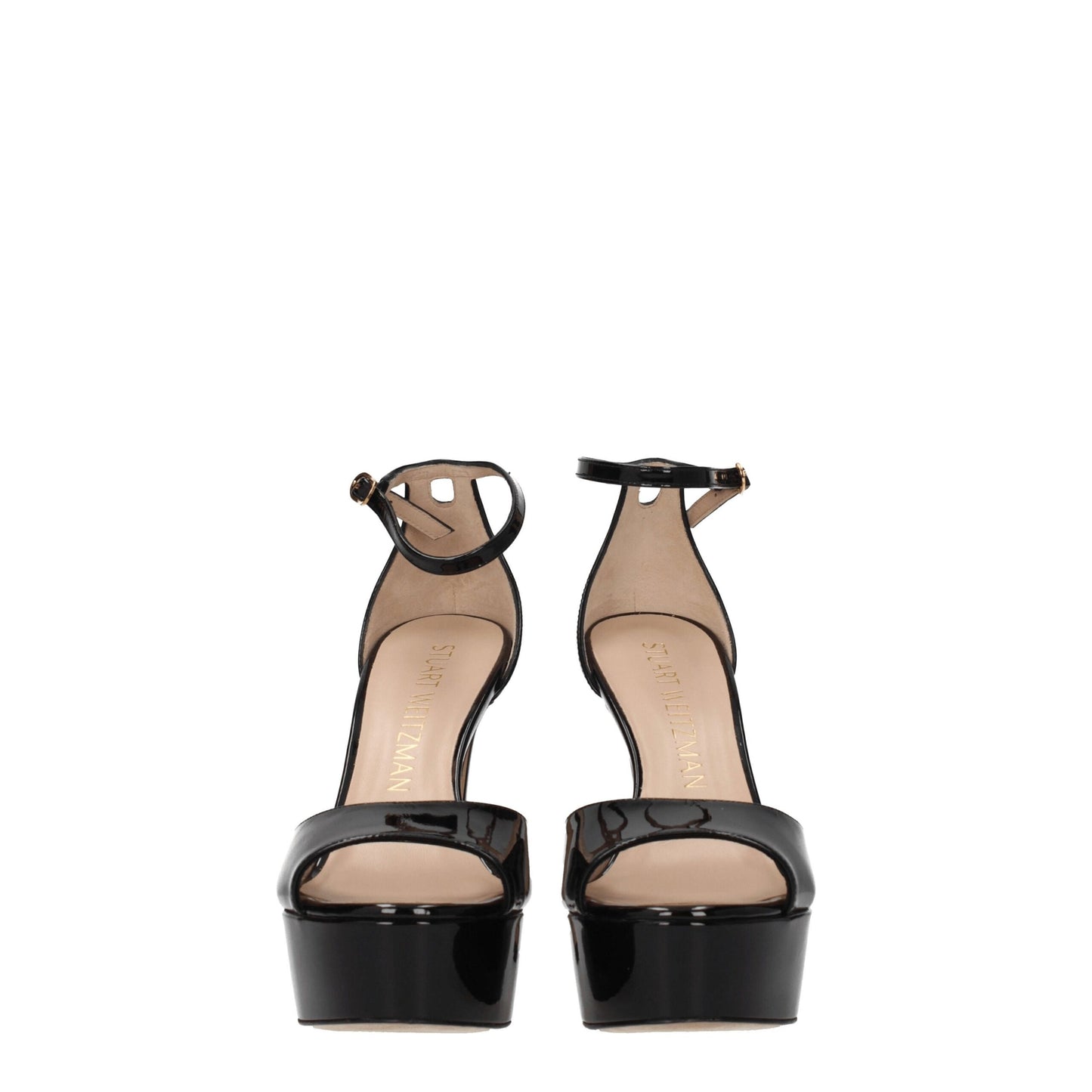 Stuart Weitzman Schwarze Leder-Plateau-Sandalen