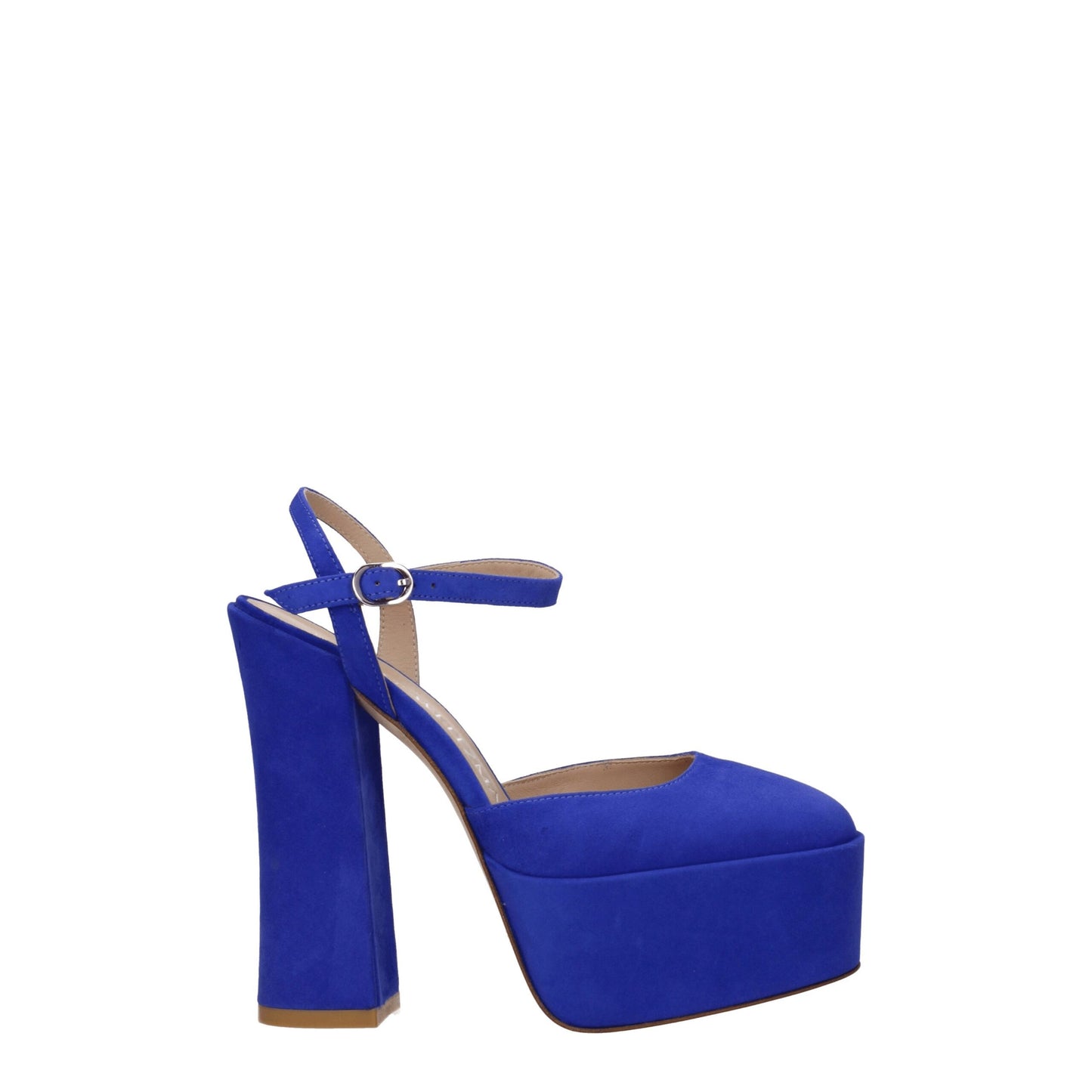 Stuart Weitzman Blaue Leder-Plateausandalen
