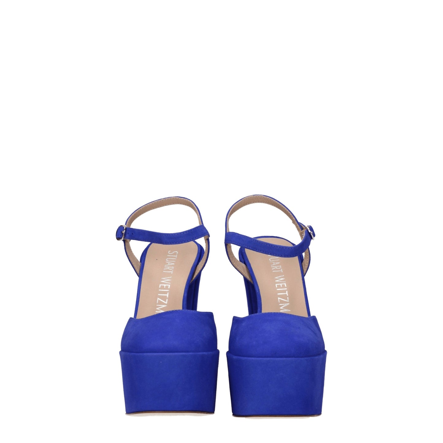 Stuart Weitzman Blaue Leder-Plateausandalen