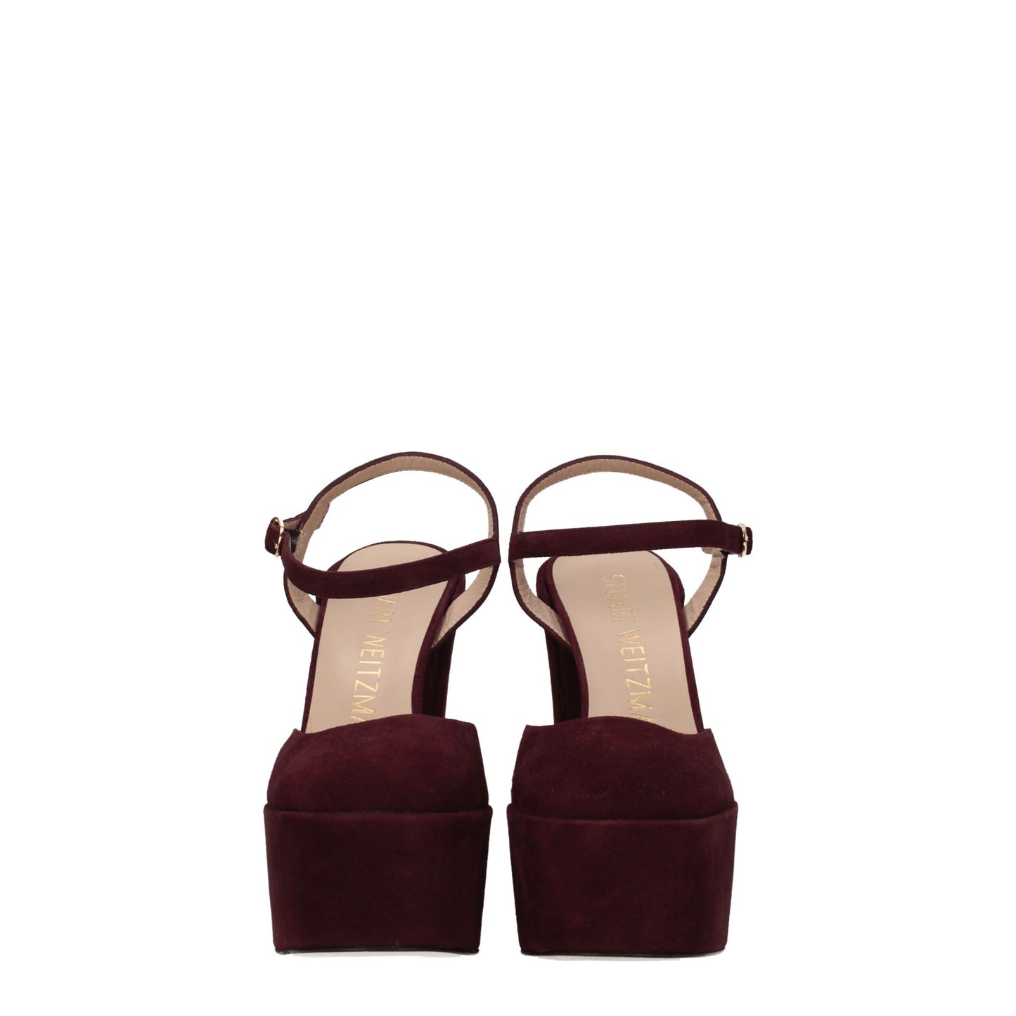 Stuart Weitzman Rote Ledersandalen mit Plateauabsatz