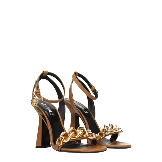 Versace Braune Leder-Stilettosandalen