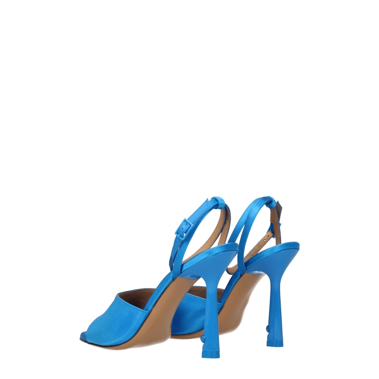 Off-White Blaue Satin-Stilettosandalen
