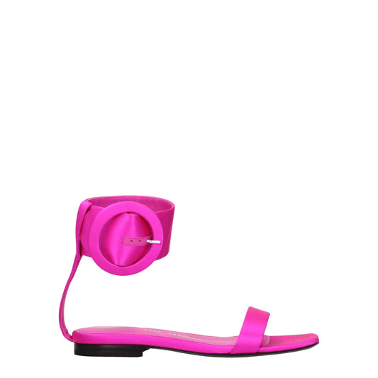 The Attico Flache Sandalen aus rosa Satin