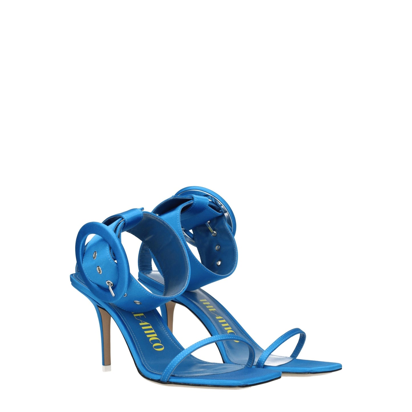 The Attico Hellblaue Satin-Stilettosandalen