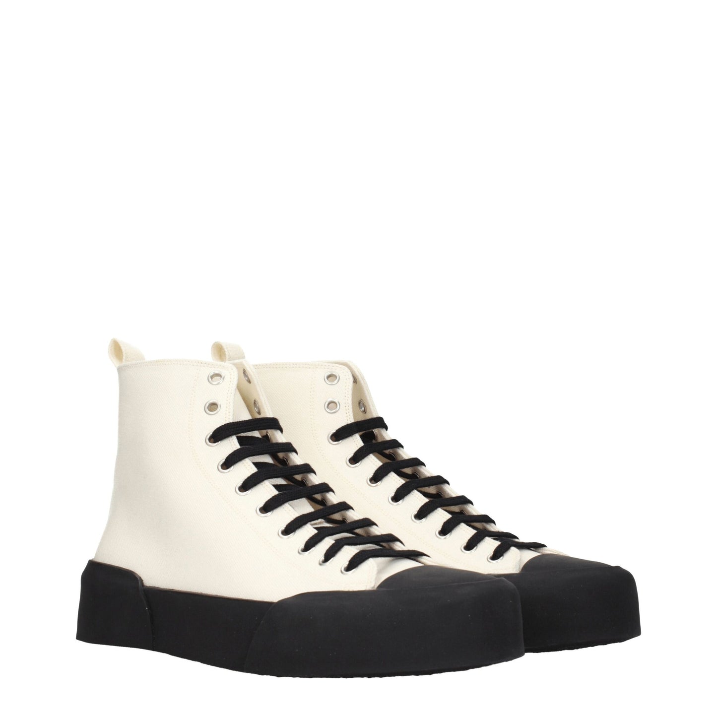 Jil Sander Beigefarbene High-Top-Sneaker aus Stoff