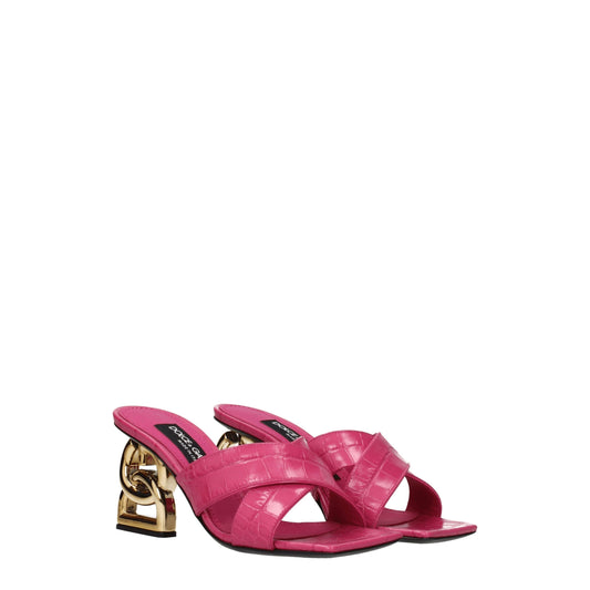 Dolce & Gabbana Rosa Sandalen mit Plateauabsatz aus Leder