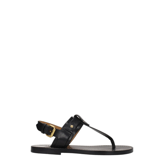 Isabel Marant Schwarze Flip-Flop-Sandalen aus Leder