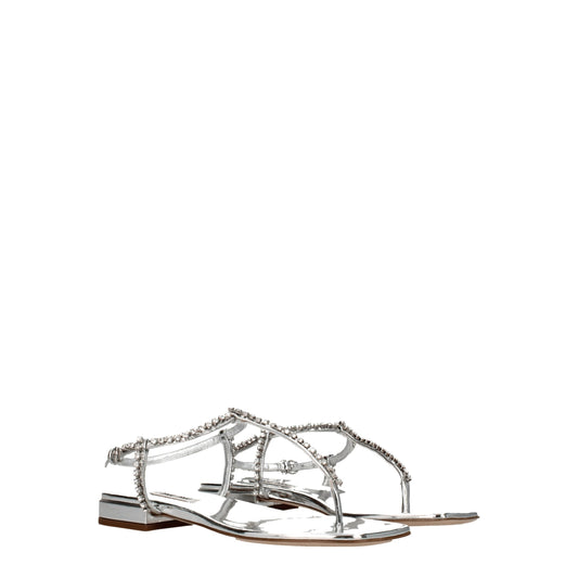 Miu Miu Graue Flip-Flop-Sandalen aus Leder