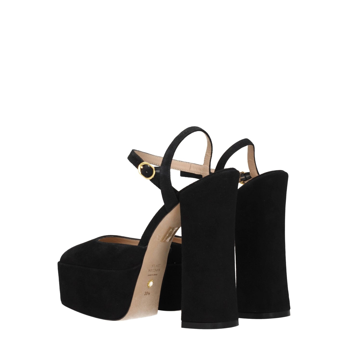 Stuart Weitzman Schwarze Leder-Plateausandalen