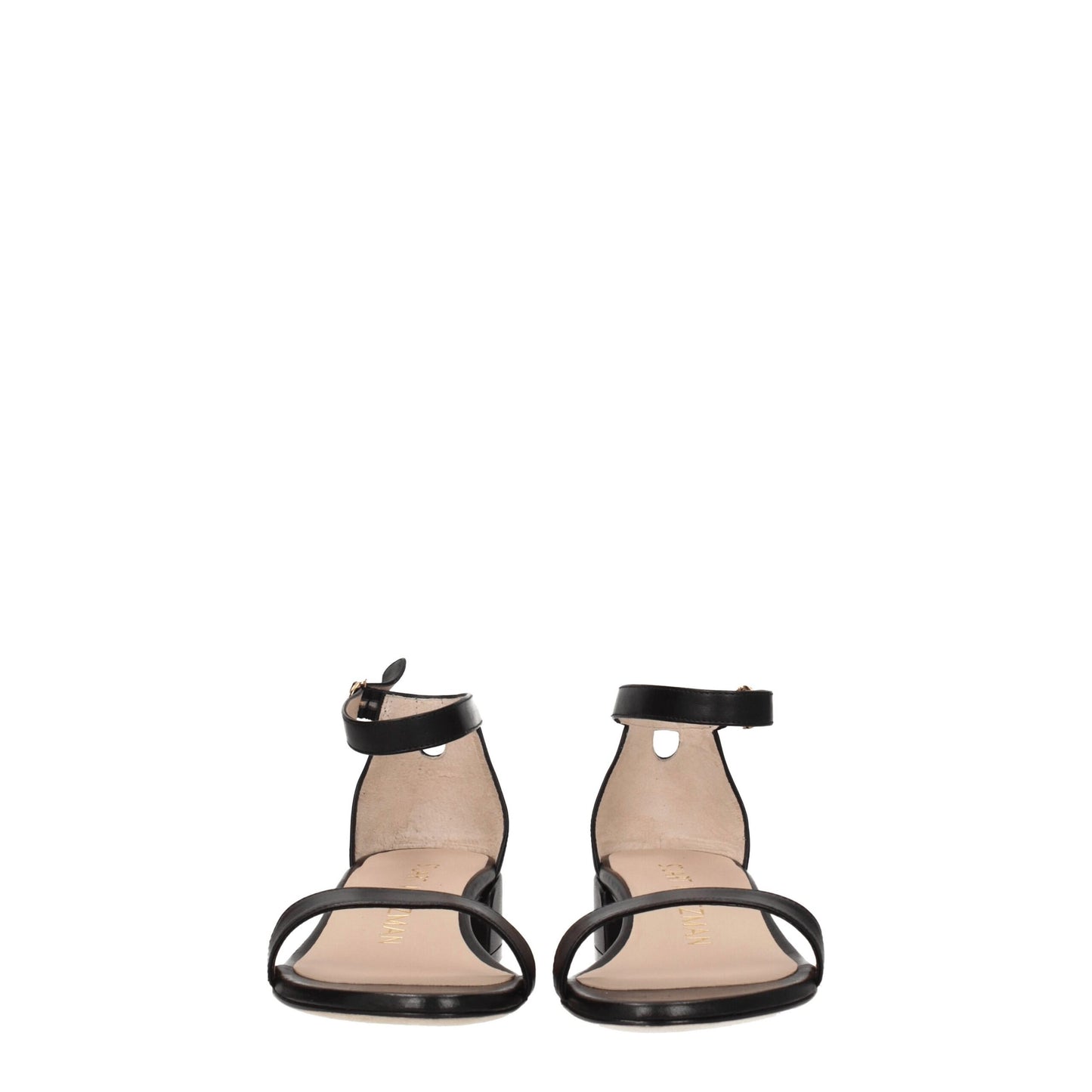 Stuart Weitzman Flache Sandalen aus schwarzem Leder