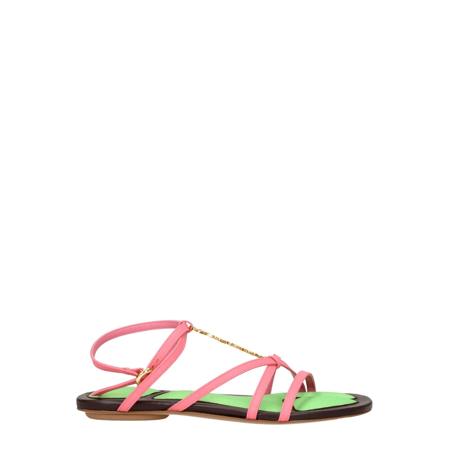 Jacquemus Flache Sandalen aus rosa Leder
