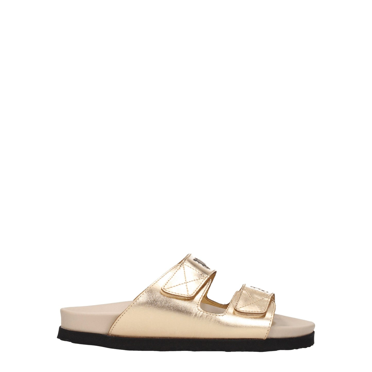 Palm Angels Goldene Leder-Pantoffeln