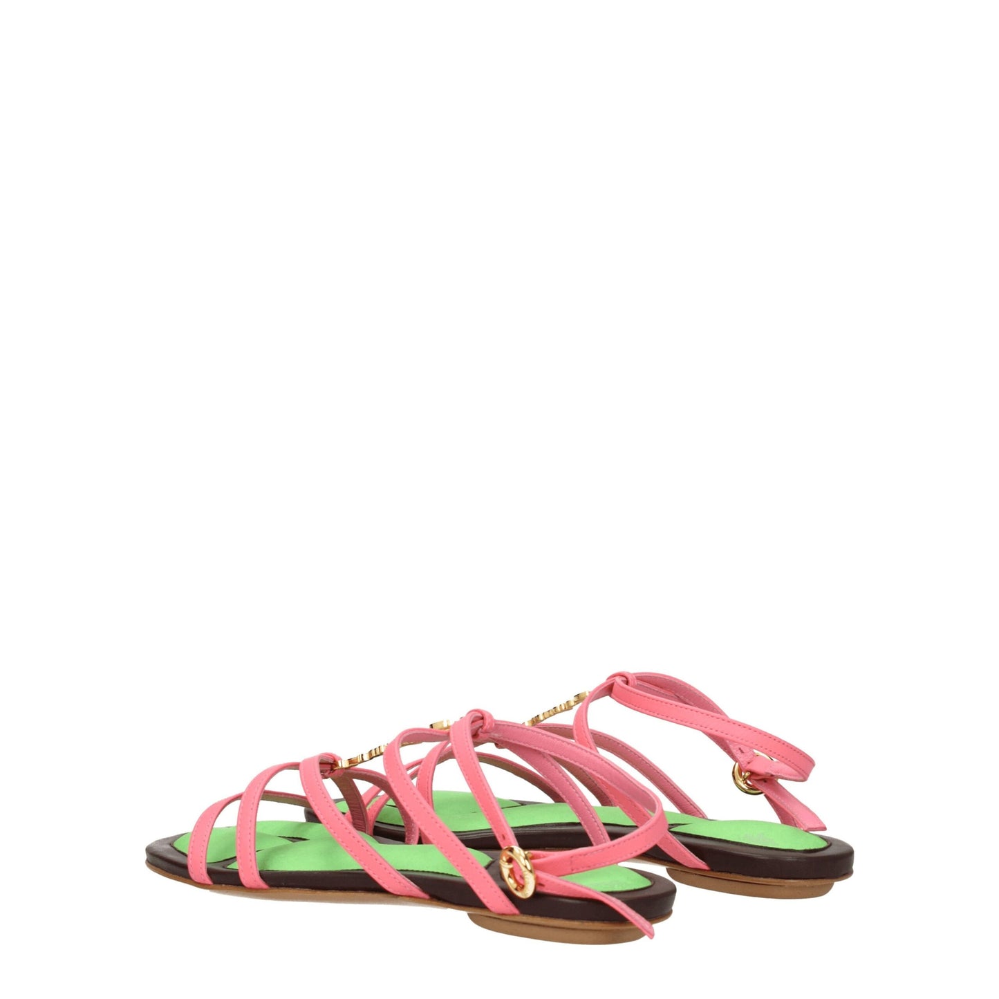 Jacquemus Flache Sandalen aus rosa Leder