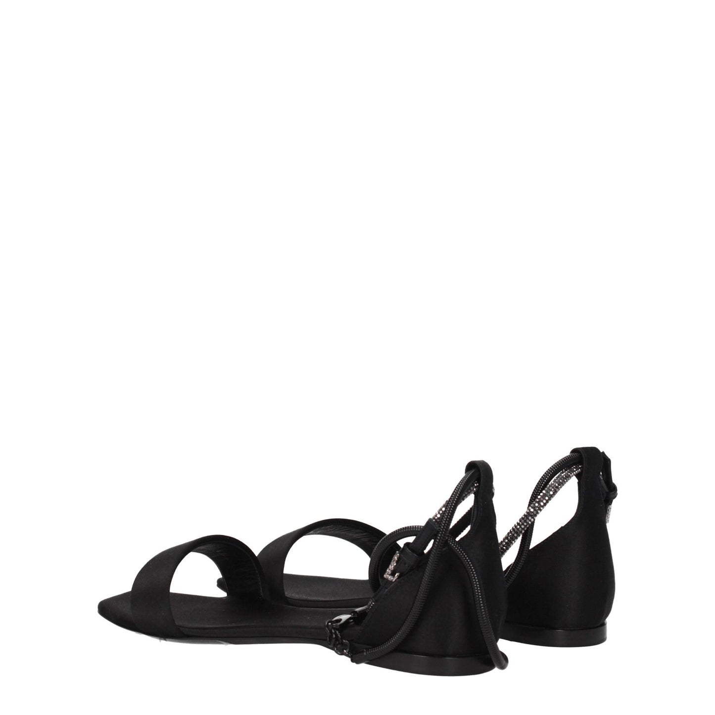 Max Mara Flache Sandalen aus schwarzem Satin