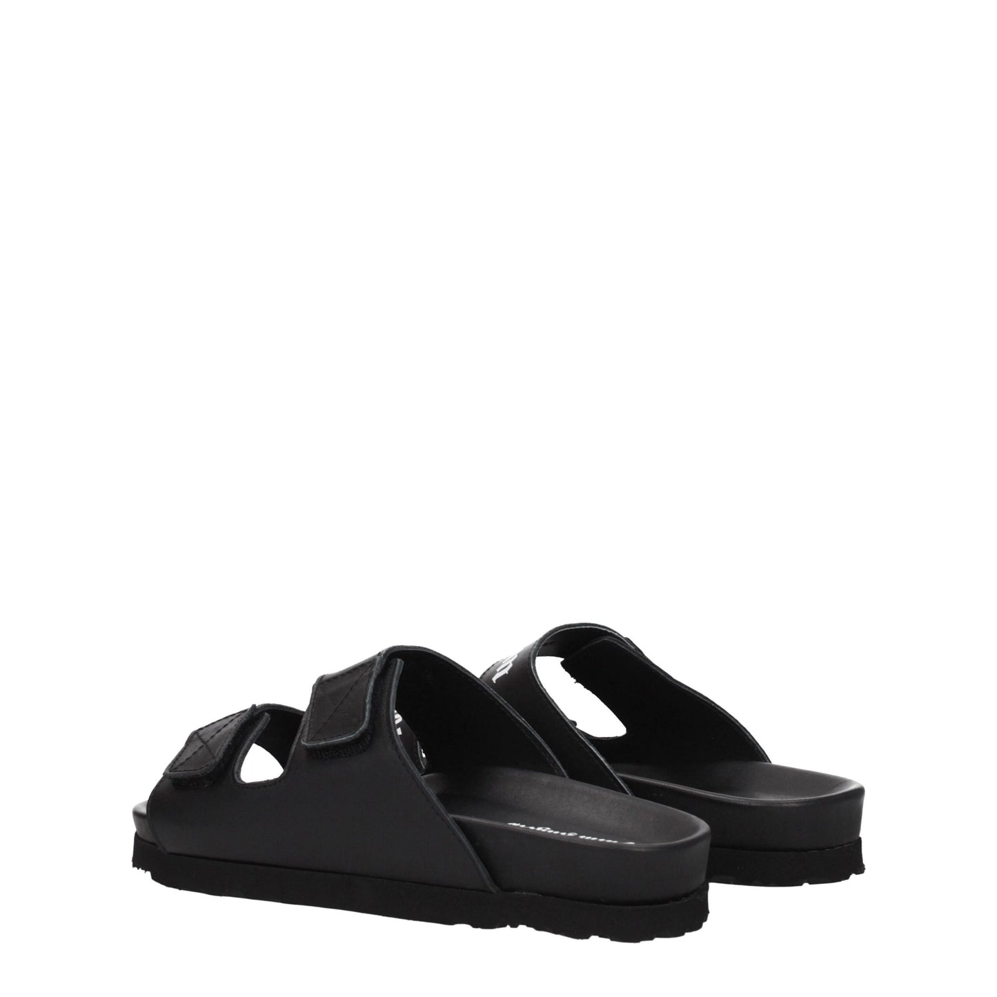 Palm Angels Flache Sandalen aus schwarzem Leder
