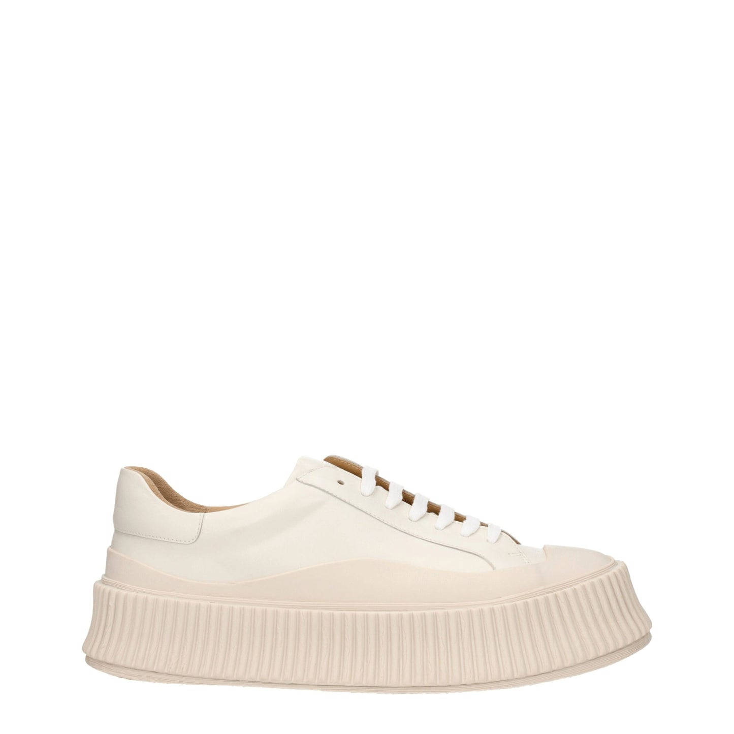Jil Sander Beige Leder Plateau Turnschuhe