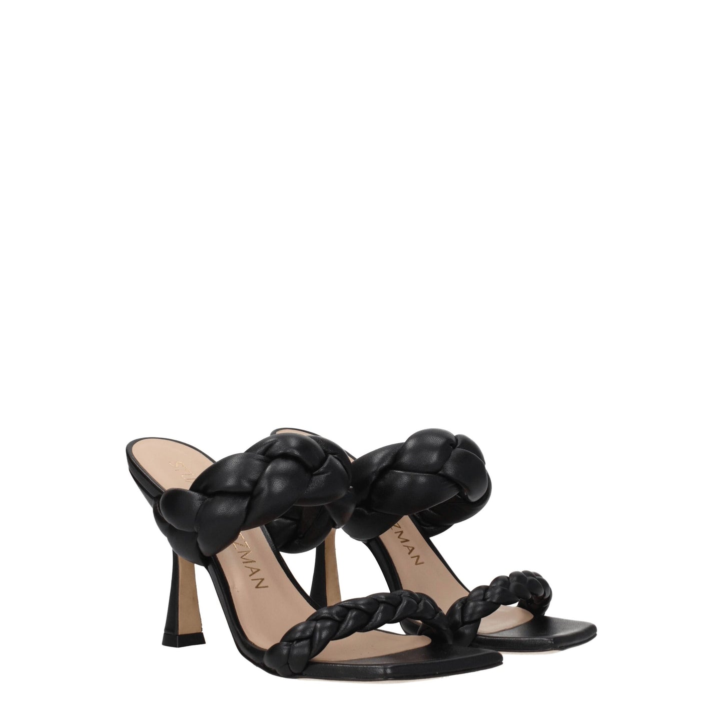 Stuart Weitzman Schwarze Leder-Stilettosandalen