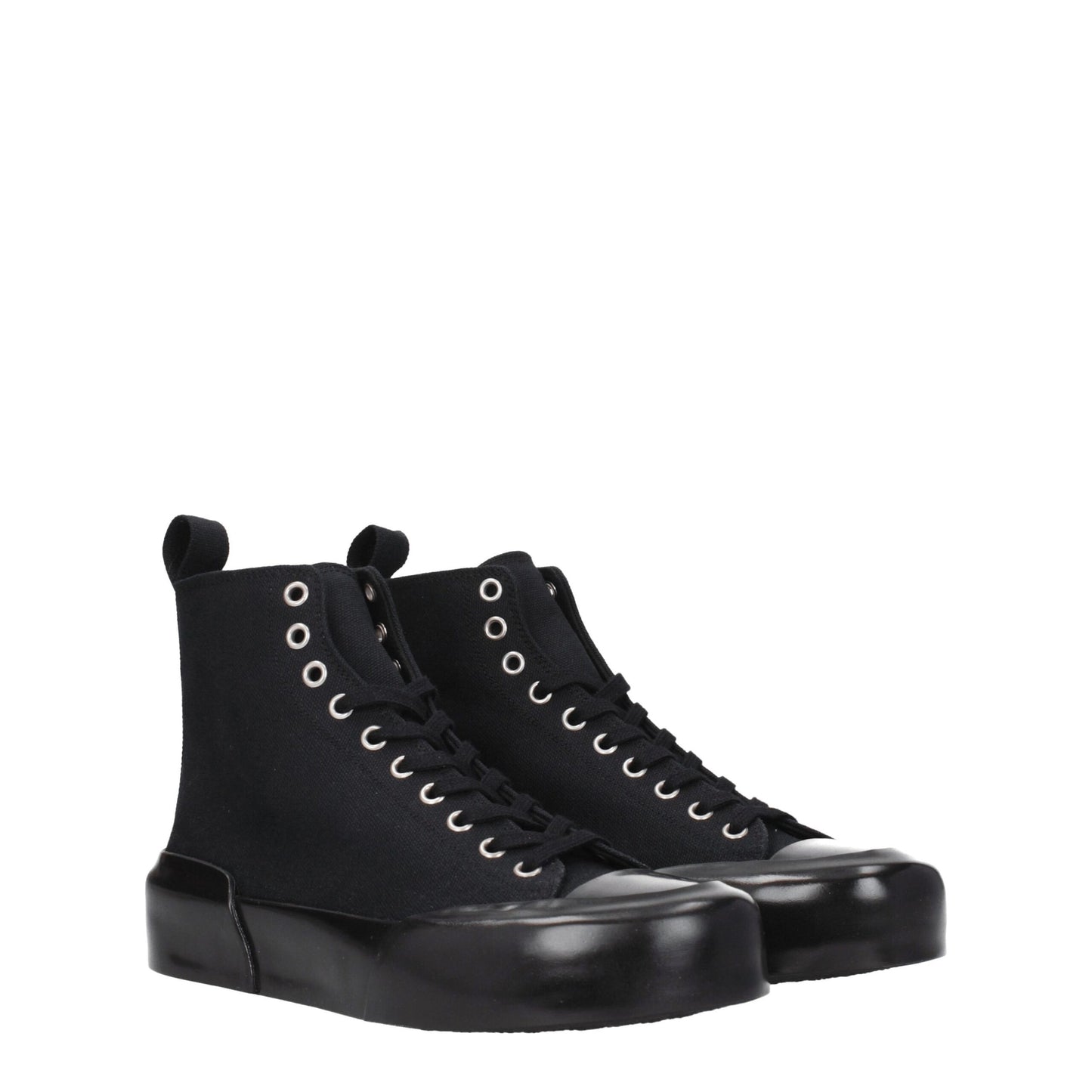 Jil Sander Schwarze High-Top-Sneaker aus Stoff