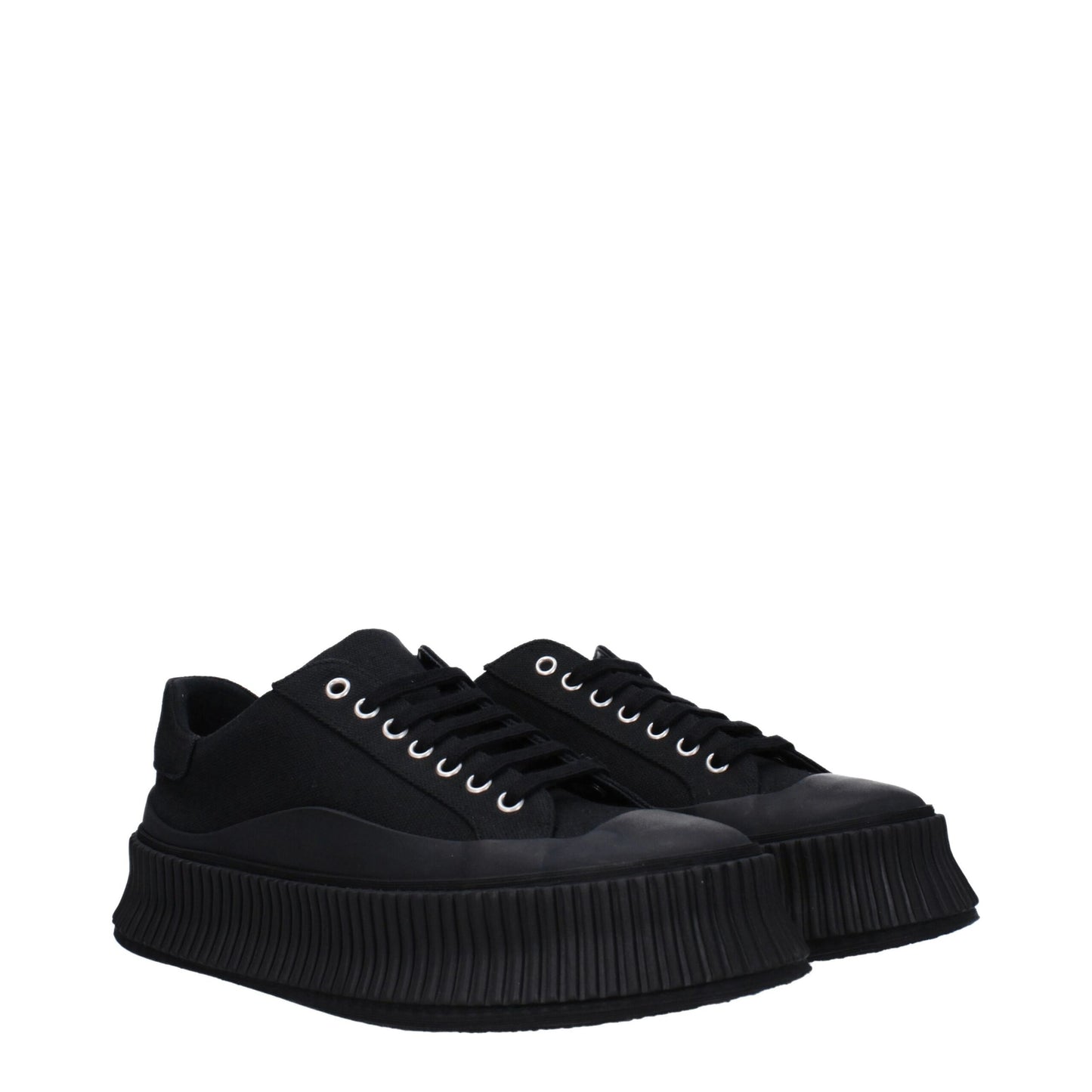 Jil Sander Schwarze Plateau-Sneakers aus Stoff