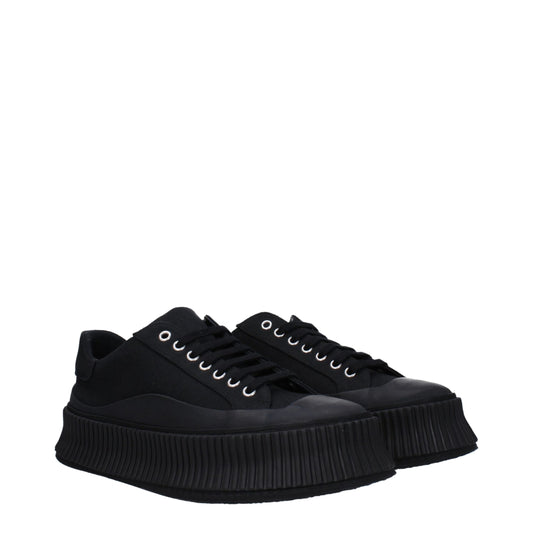 Jil Sander Schwarze Plateau-Sneakers aus Stoff