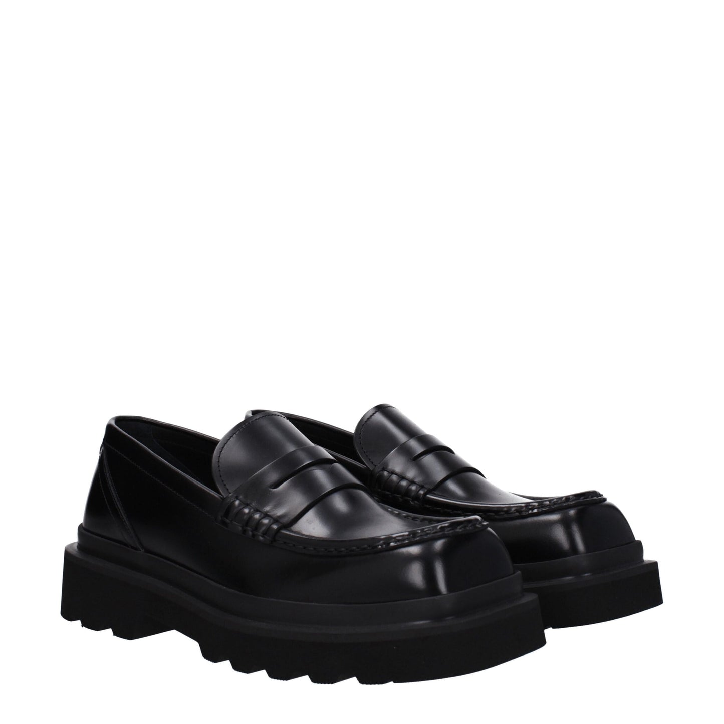 Dolce & Gabbana Schwarze Leder Slipper