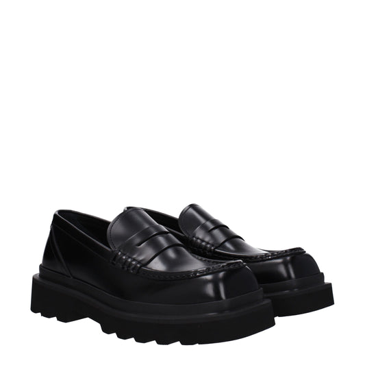 Dolce & Gabbana Schwarze Leder Slipper
