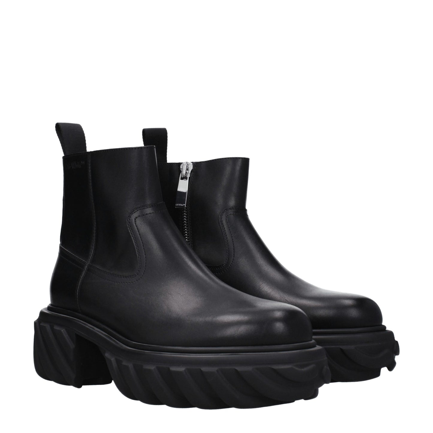 Off-White Schwarze Lederstiefeletten