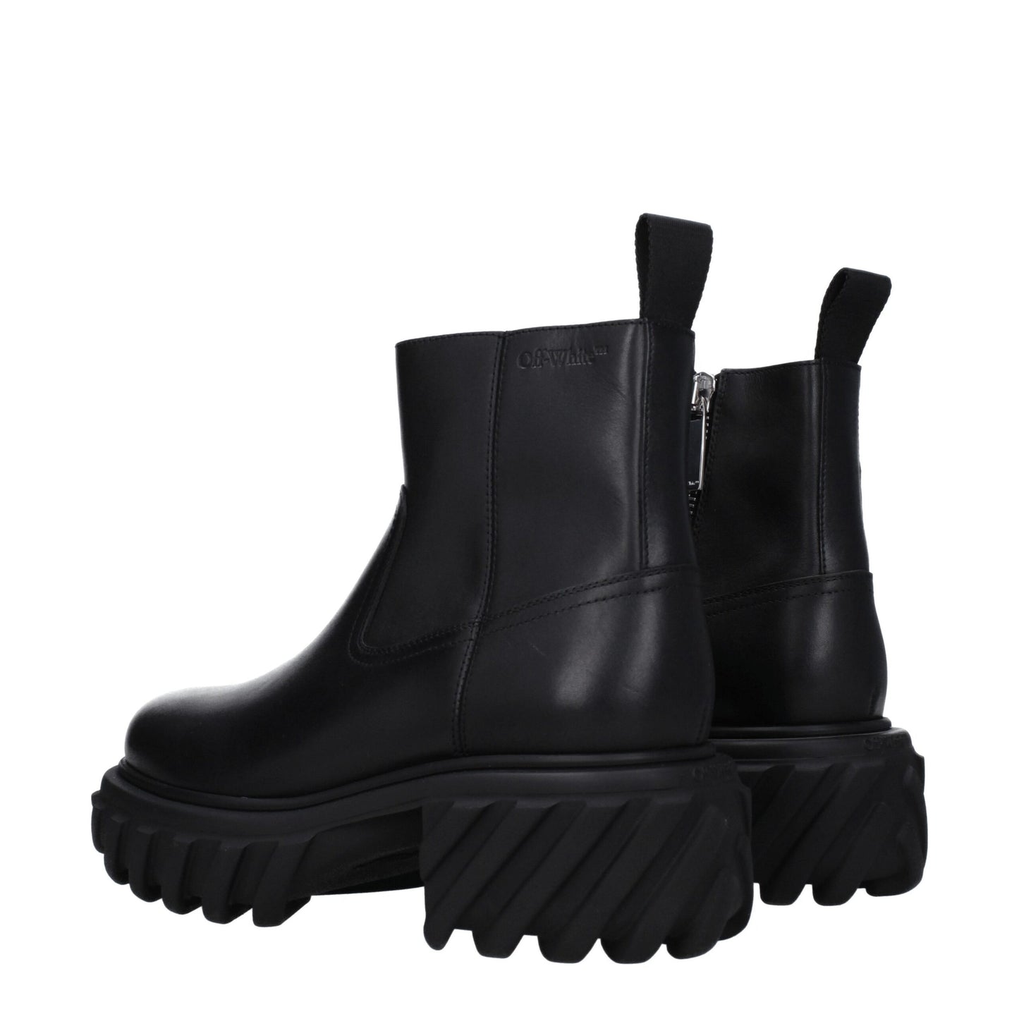 Off-White Schwarze Lederstiefeletten