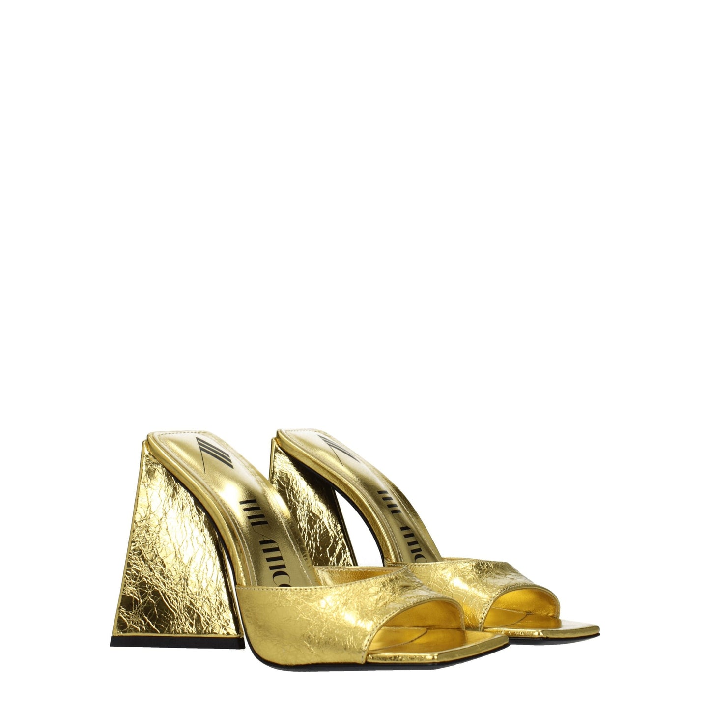 The Attico Goldene Ledersandalen mit Plateauabsatz