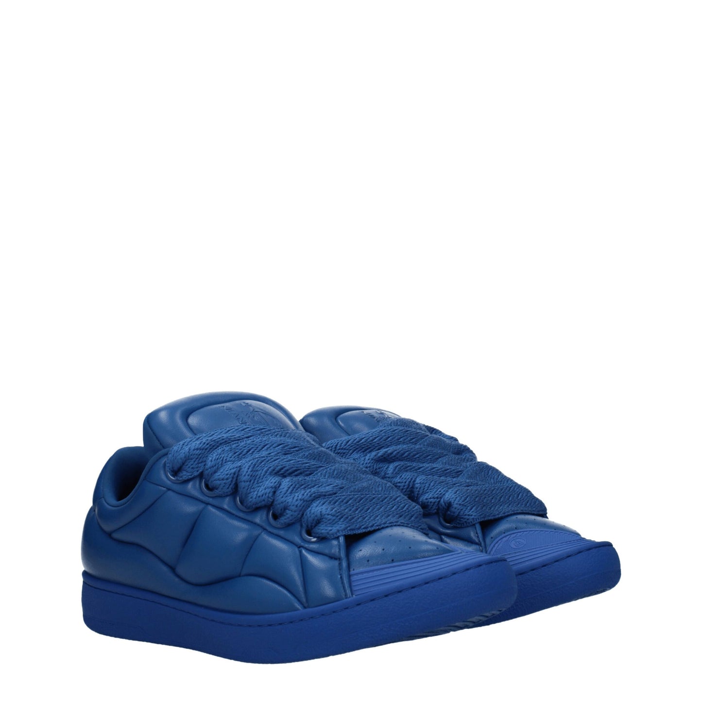 Lanvin Blaue Leder-Sneaker mit niedrigem Schnitt