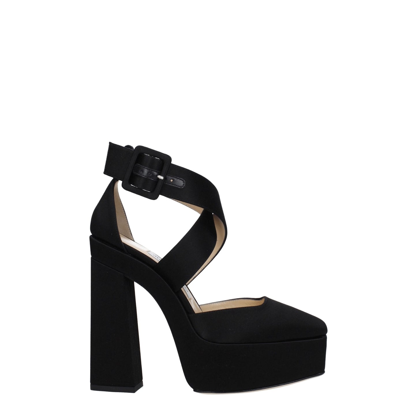 Jimmy Choo Schwarze Satin-Plateau-Sandalen