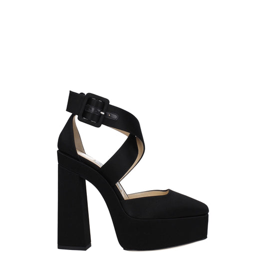 Jimmy Choo Schwarze Satin-Plateau-Sandalen