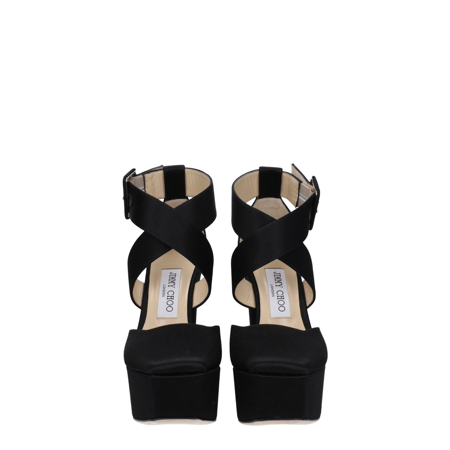 Jimmy Choo Schwarze Satin-Plateau-Sandalen