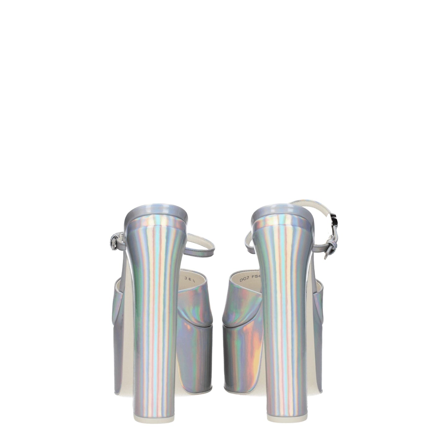 Valentino Garavani Elegante Graue Leder-Plateau-Sandalen