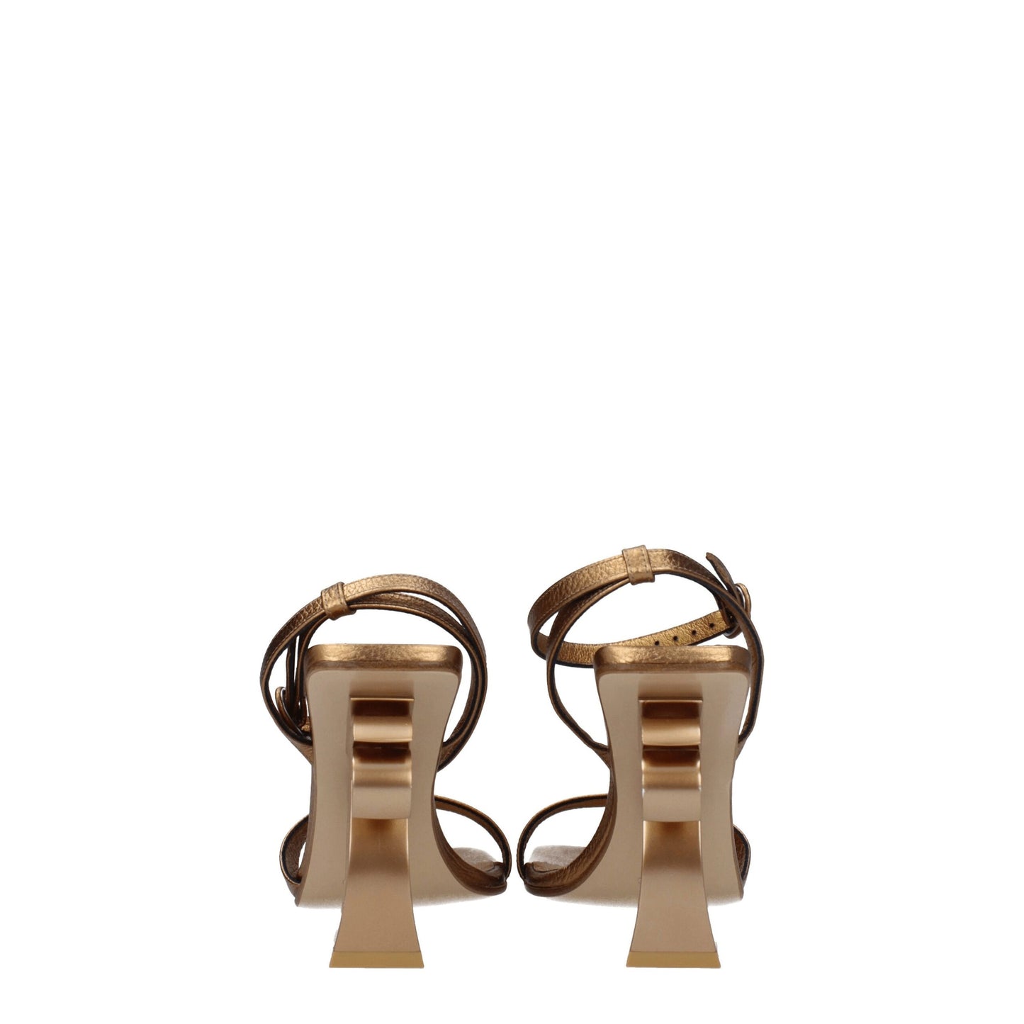 Palm Angels Goldene Ledersandalen mit Plateauabsatz