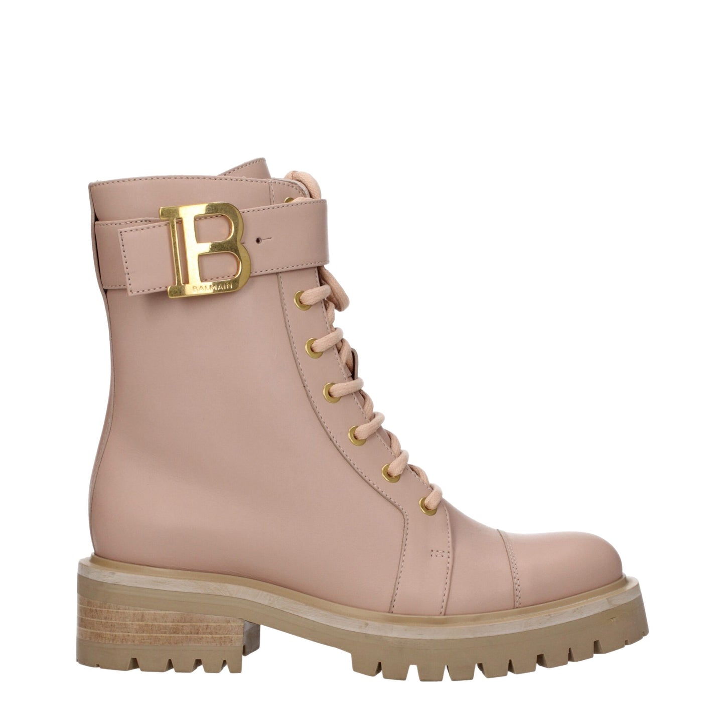 Balmain Beige Lederstiefeletten