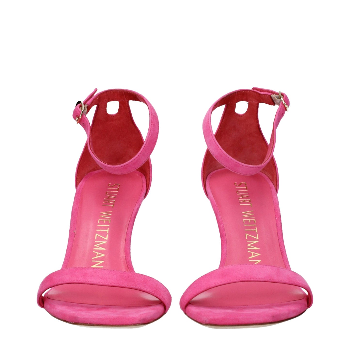 Stuart Weitzman Pinke Leder-Stilettosandalen