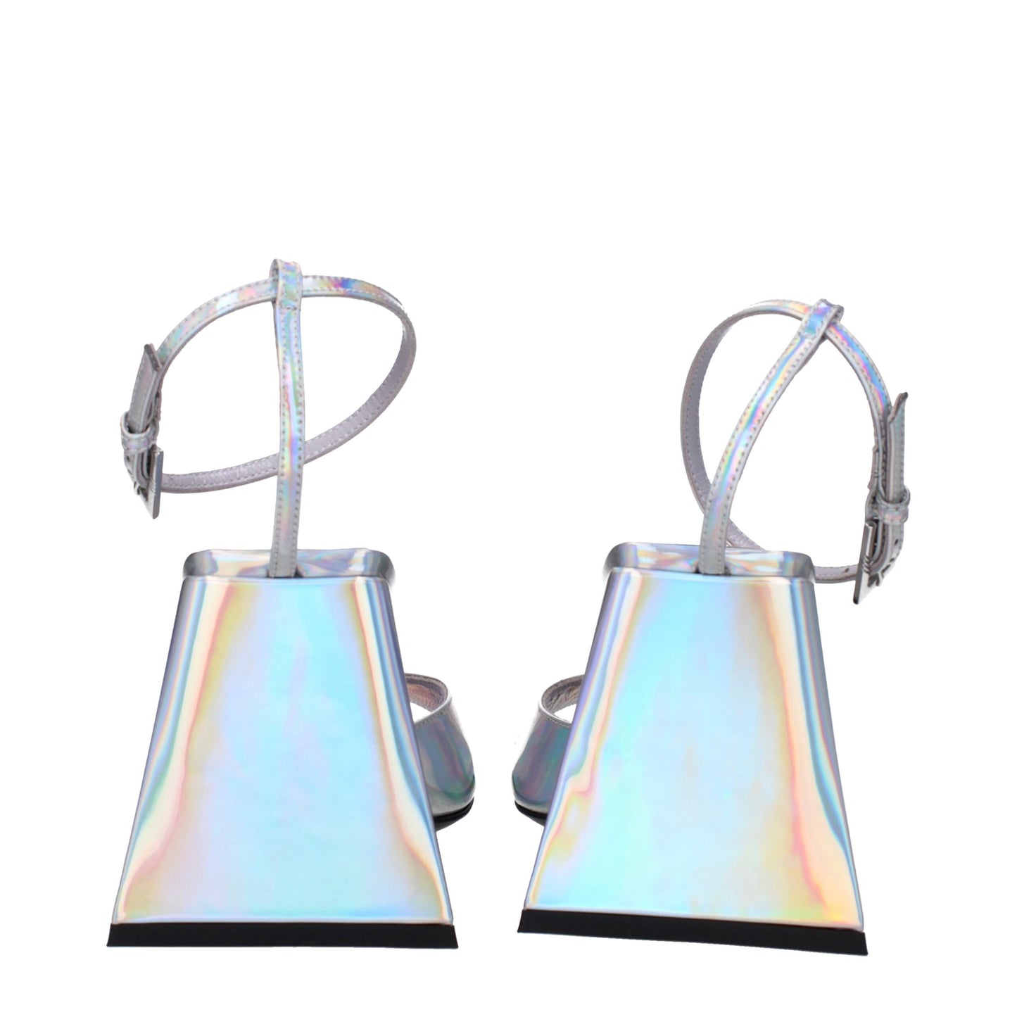 The Attico Elegante Graue Ledersandalen mit Plateauabsatz