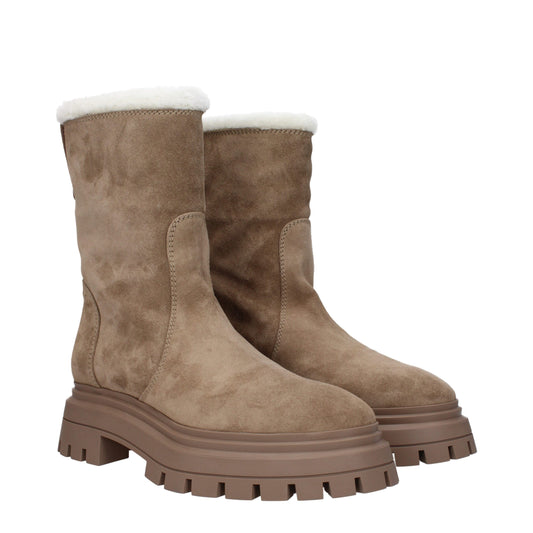 Stuart Weitzman Beige Lederstiefeletten