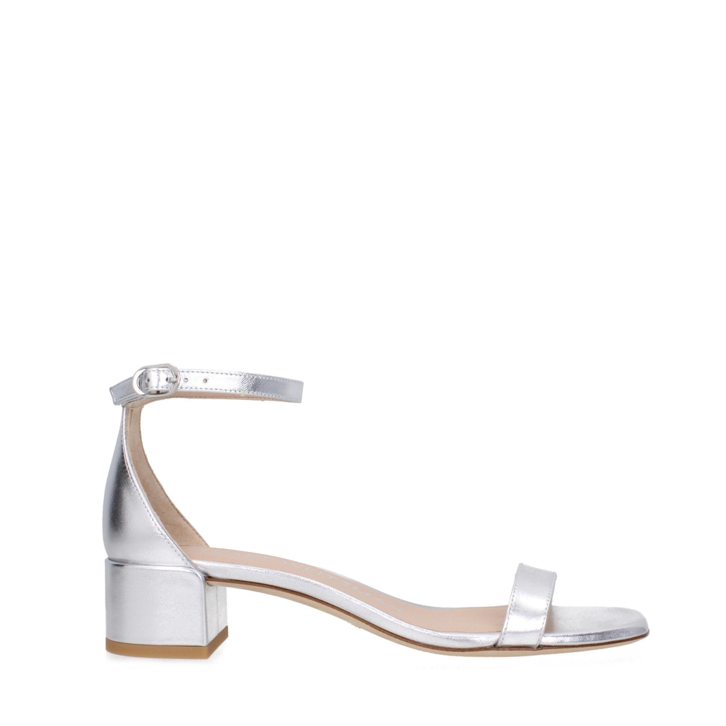 Stuart Weitzman Graue Leder-Flachsandalen