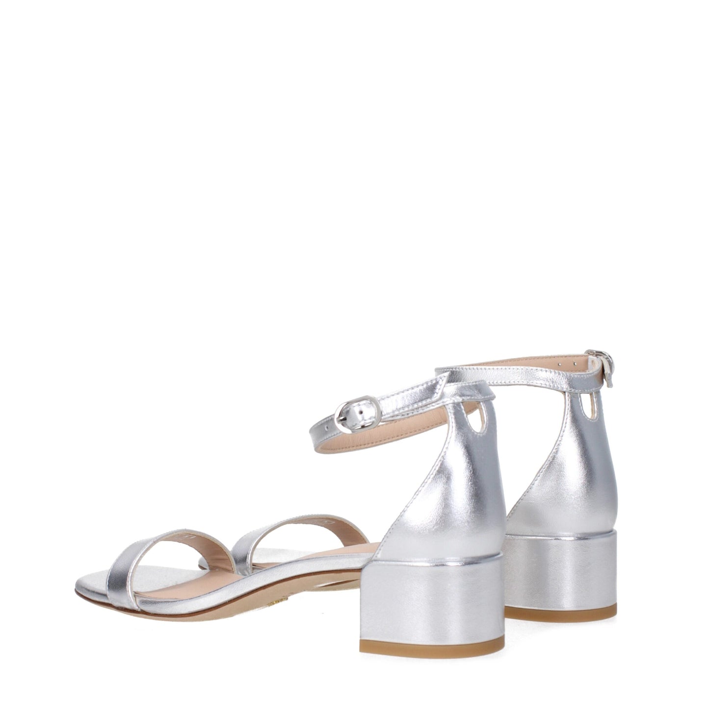 Stuart Weitzman Graue Leder-Flachsandalen